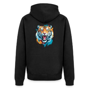 Tiger - Unisex Premium Bio Zip Hoodie - Schwarz - Hinten - Nico (187cm)