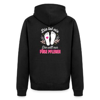 Füße Pflegen - Fußpflege Podologin Pediküre - Unisex Premium Bio Zip Hoodie - Schwarz - Hinten - Nico (187cm)