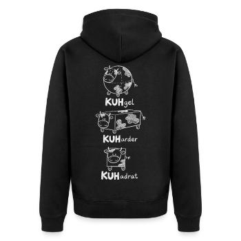 Kuh Mathe Geometrie Formen Wortspiel - Unisex Premium Bio Zip Hoodie - Schwarz - Hinten - Nico (187cm)