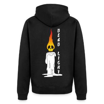 Dead Light - Unisex Premium Bio Zip Hoodie - Schwarz - Hinten - Nico (187cm)