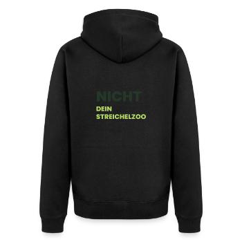 Nicht Dein Streichelzoo Print auf Panel PTSDHG - Unisex Premium Bio Zip Hoodie - Schwarz - Hinten - Nico (187cm)