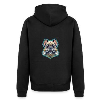 Hund - Unisex Premium Bio Zip Hoodie - Schwarz - Hinten - Nico (187cm)
