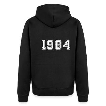 Année 1984 - Veste à capuche bio Premium Unisexe - noir - Dos - Nico (187cm)