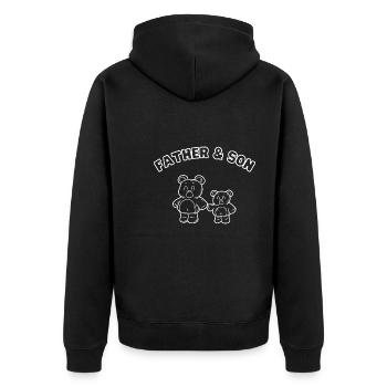 Bear Family Father & Son White - Unisex Premium Bio Zip Hoodie - Schwarz - Hinten - Nico (187cm)