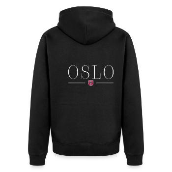 Oslo, Norway Style Design T-Shirt - Unisex Premium Organic Zip Hoodie - black - Back - Nico (187cm)