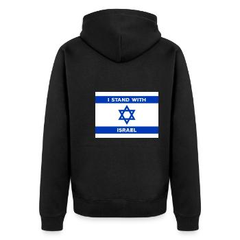 Israel, Fahne, Flagge, I stand with, Davidstern - Unisex Premium Bio Zip Hoodie - Schwarz - Hinten - Nico (187cm)