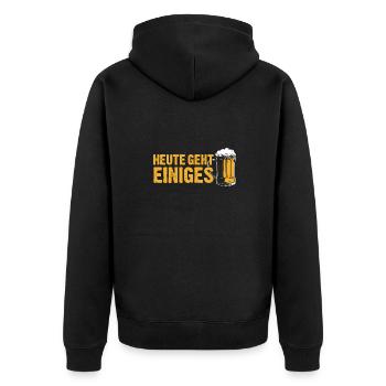 Heute geht einiges - Trinkspruch Biertrinker - Unisex Premium Bio Zip Hoodie - Schwarz - Hinten - Nico (187cm)