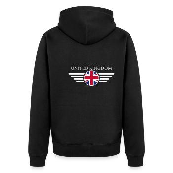 Vereinigtes Königreich T-Shirt - Unisex Premium Bio Zip Hoodie - Schwarz - Hinten - Nico (187cm)