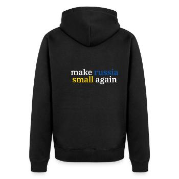 make russia small again - Unisex Premium Bio Zip Hoodie - Schwarz - Hinten - Nico (187cm)