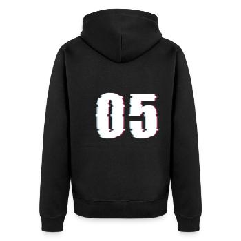 Five 5 Five 05 Number Effect Distorted Number - Unisex Premium Organic Zip Hoodie - black - Back - Nico (187cm)