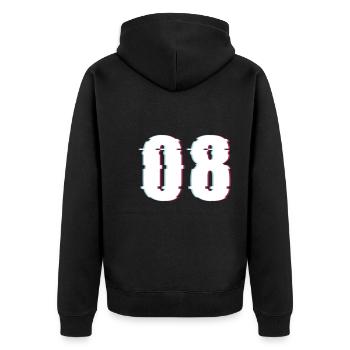 Eight 8 Number 08 Effect Distorted Number - Unisex Premium Organic Zip Hoodie - black - Back - Nico (187cm)