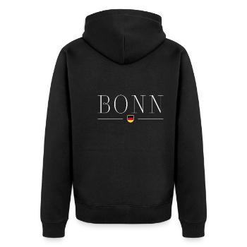 Bonn, Deutschland Eleganz Stil Design T-Shirt - Unisex Premium Bio Zip Hoodie - Schwarz - Hinten - Nico (187cm)