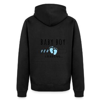 Grossesse bébé garçon Annoncer La Grossesse Garçon - Veste à capuche bio Premium Unisexe - noir - Dos - Nico (187cm)