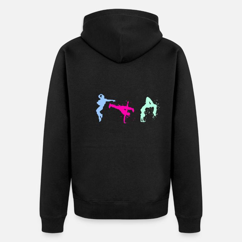 danseur, danse, illustration, danseur - Veste à capuche bio Premium Unisexe - noir
