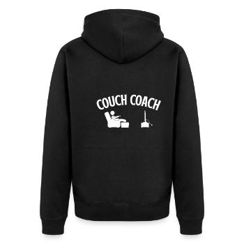 Coach Character Builder Attitude - Unisex Premium Bio Zip Hoodie - Schwarz - Hinten - Nico (187cm)