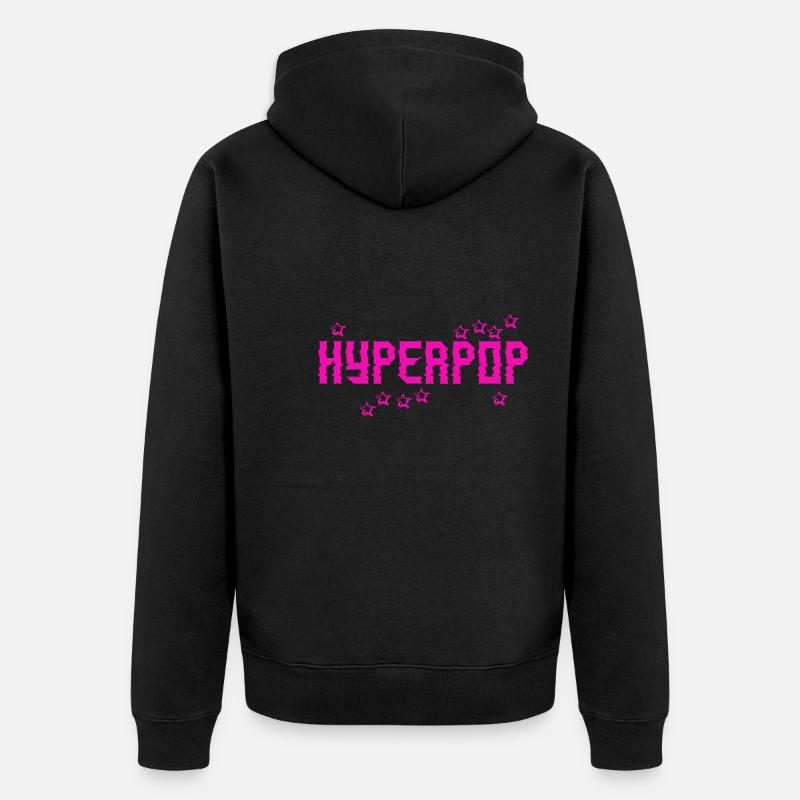Retro 90s Hyperpop Aesthetic Music - Unisex Premium Bio Zip Hoodie - Schwarz