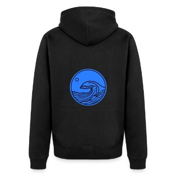 Welle Meer Ozean Wasser - Unisex Premium Bio Zip Hoodie - Schwarz - Hinten - Nico (187cm)