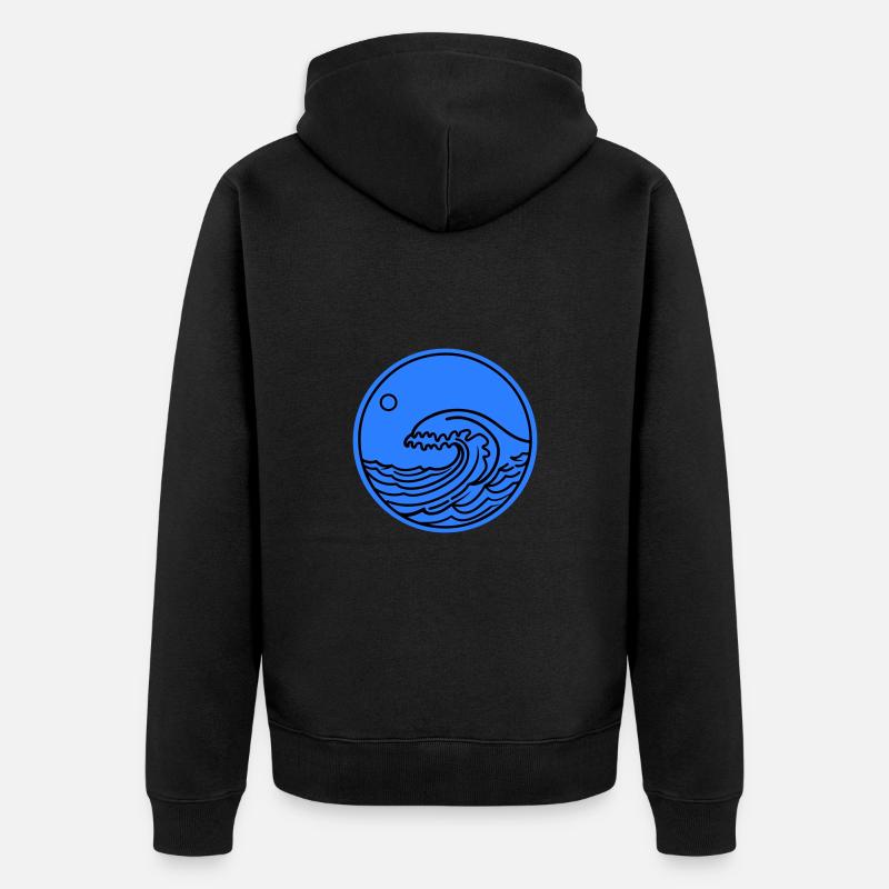 Vague, Mer, Océan, Eau - Veste à capuche bio Premium Unisexe - noir
