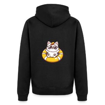 Katze Sommer Comic - Unisex Premium Bio Zip Hoodie - Schwarz - Hinten - Nico (187cm)