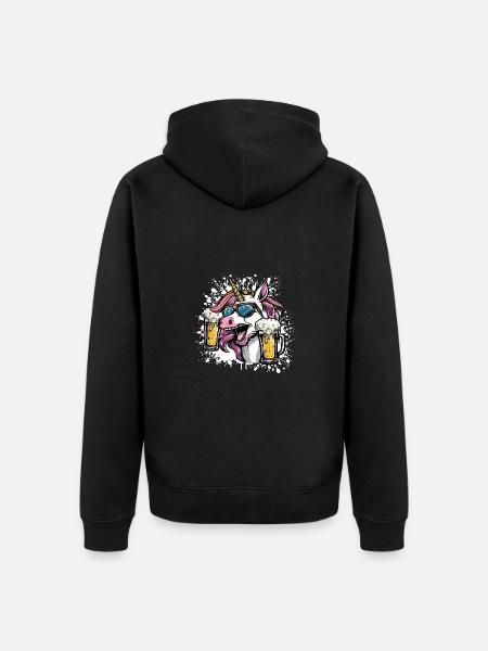 Einhorn Bier Party - Unisex Premium Bio Zip Hoodie - Schwarz