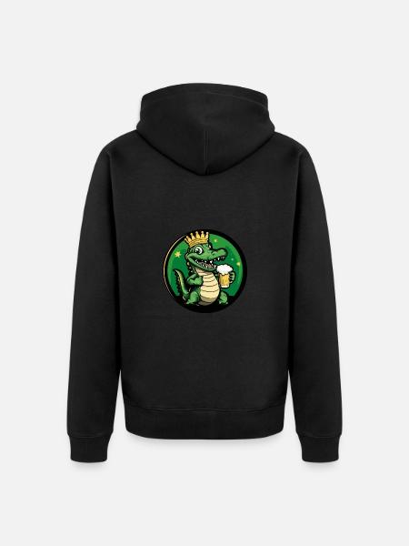 Alligator Beer Comic - Unisex Premium Organic Zip Hoodie - black