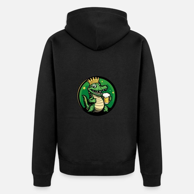 Alligator Bier Comic - Unisex Premium Bio Zip Hoodie - Schwarz