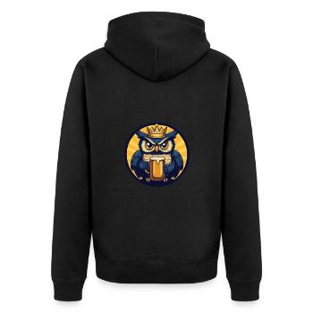 Eule Bier Comic - Unisex Premium Bio Zip Hoodie - Schwarz - Hinten - Nico (187cm)