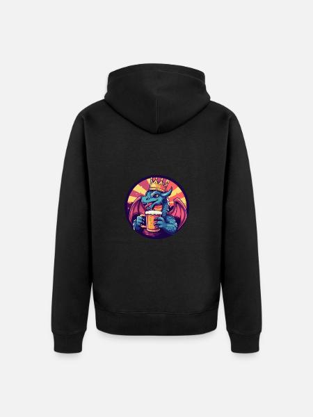 Drache Bier Comic - Unisex Premium Bio Zip Hoodie - Schwarz