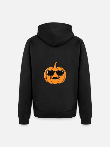 Pumpkin Halloween Autumn Cool - Unisex Premium Organic Zip Hoodie - black