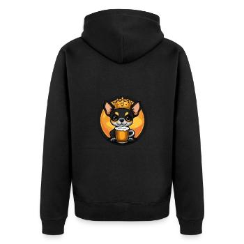 Chihuahua Hund Bier Comic - Unisex Premium Bio Zip Hoodie - Schwarz - Hinten - Nico (187cm)