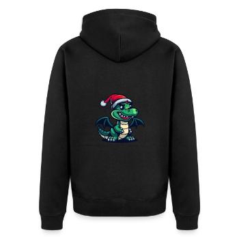 Dragon Christmas - Unisex Premium Organic Zip Hoodie - black - Back - Nico (187cm)