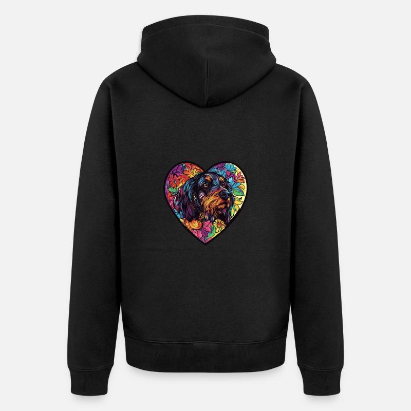 Lévrier Afghan Chien Coeur Amour - Veste à capuche bio Premium Unisexe - noir