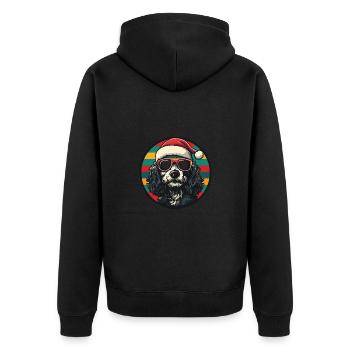 Pudel Hund Weihnachten Cool - Unisex Premium Bio Zip Hoodie - Schwarz - Hinten - Nico (187cm)
