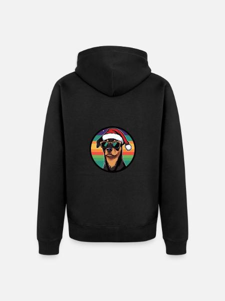 Pinscher Dog Christmas Cool - Unisex Premium Organic Zip Hoodie - black