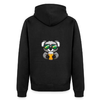 Koala Ski Bier - Unisex Premium Bio Zip Hoodie - Schwarz - Hinten - Nico (187cm)