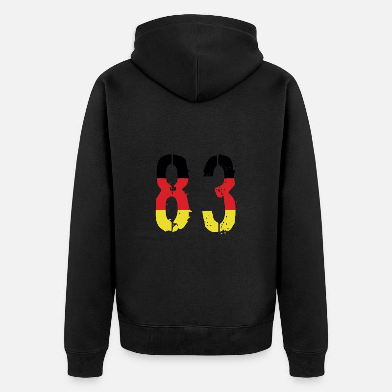 Maillot 83 Numéro Allemagne - Veste à capuche bio Premium Unisexe - noir