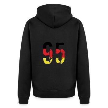Maillot 95 Numéro Allemagne - Veste à capuche bio Premium Unisexe - noir - Dos - Nico (187cm)