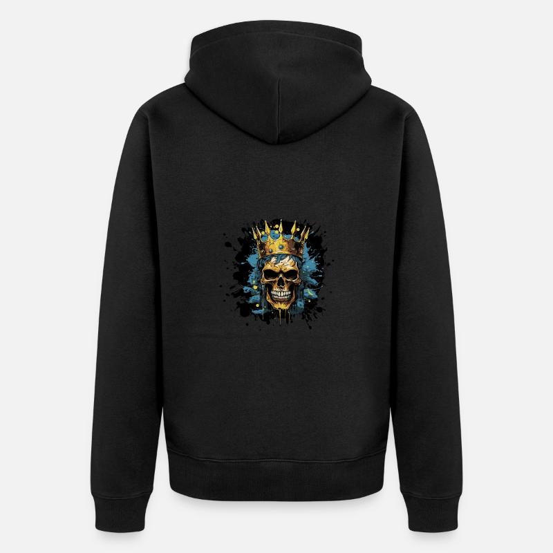 Couronne Roi Squelette - Veste à capuche bio Premium Unisexe - noir