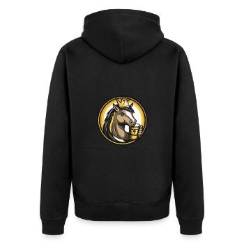 Pferd Bier Comic - Unisex Premium Bio Zip Hoodie - Schwarz - Hinten - Nico (187cm)