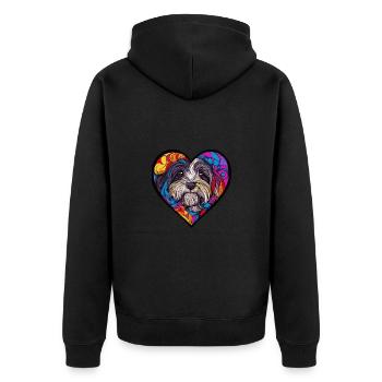 Havanese Hund Herz Liebe - Unisex Premium Bio Zip Hoodie - Schwarz - Hinten - Nico (187cm)