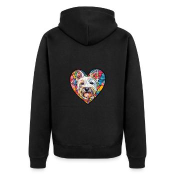 West Highland Terrier Hund Herz Liebe - Unisex Premium Bio Zip Hoodie - Schwarz - Hinten - Nico (187cm)