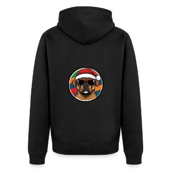 Boxer Hund Weihnachten Cool - Unisex Premium Bio Zip Hoodie - Schwarz - Hinten - Nico (187cm)