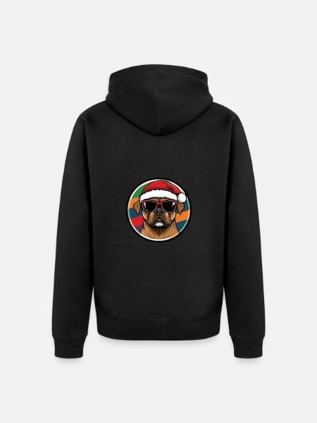 Boxer Chien Noël Cool - Veste à capuche bio Premium Unisexe - noir