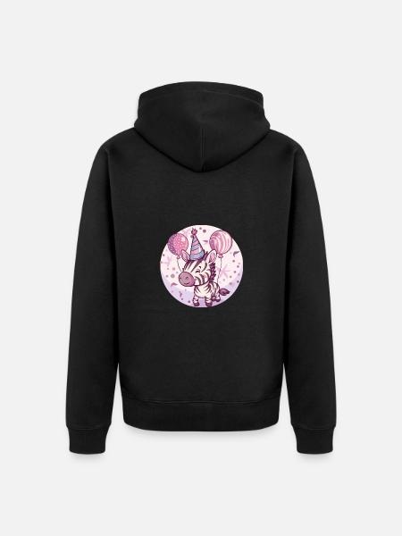 Zebra Birthday Comic - Unisex Premium Organic Zip Hoodie - black