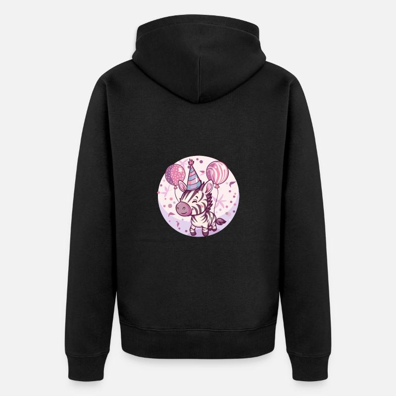 Bande dessinée d’anniversaire zèbre - Veste à capuche bio Premium Unisexe - noir