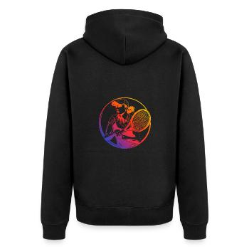 Tennis Player Multicolored - Unisex Premium Organic Zip Hoodie - black - Back - Nico (187cm)