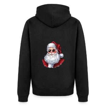 Weihnachtsmann Sonnenbrille Santa Claus cool - Unisex Premium Bio Zip Hoodie - Schwarz - Hinten - Nico (187cm)
