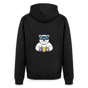 Eisbär Ski Bier - Unisex Premium Bio Zip Hoodie - Schwarz - Hinten - Nico (187cm)