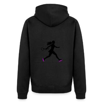 Tennis Spielerin Symbol - Unisex Premium Bio Zip Hoodie - Schwarz - Hinten - Nico (187cm)