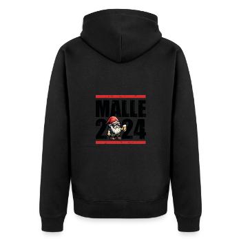 Malle 2024 Mallorca Lustig - Unisex Premium Bio Zip Hoodie - Schwarz - Hinten - Nico (187cm)